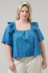 Sera Floral Careen Poplin Ruffle Top Curve
